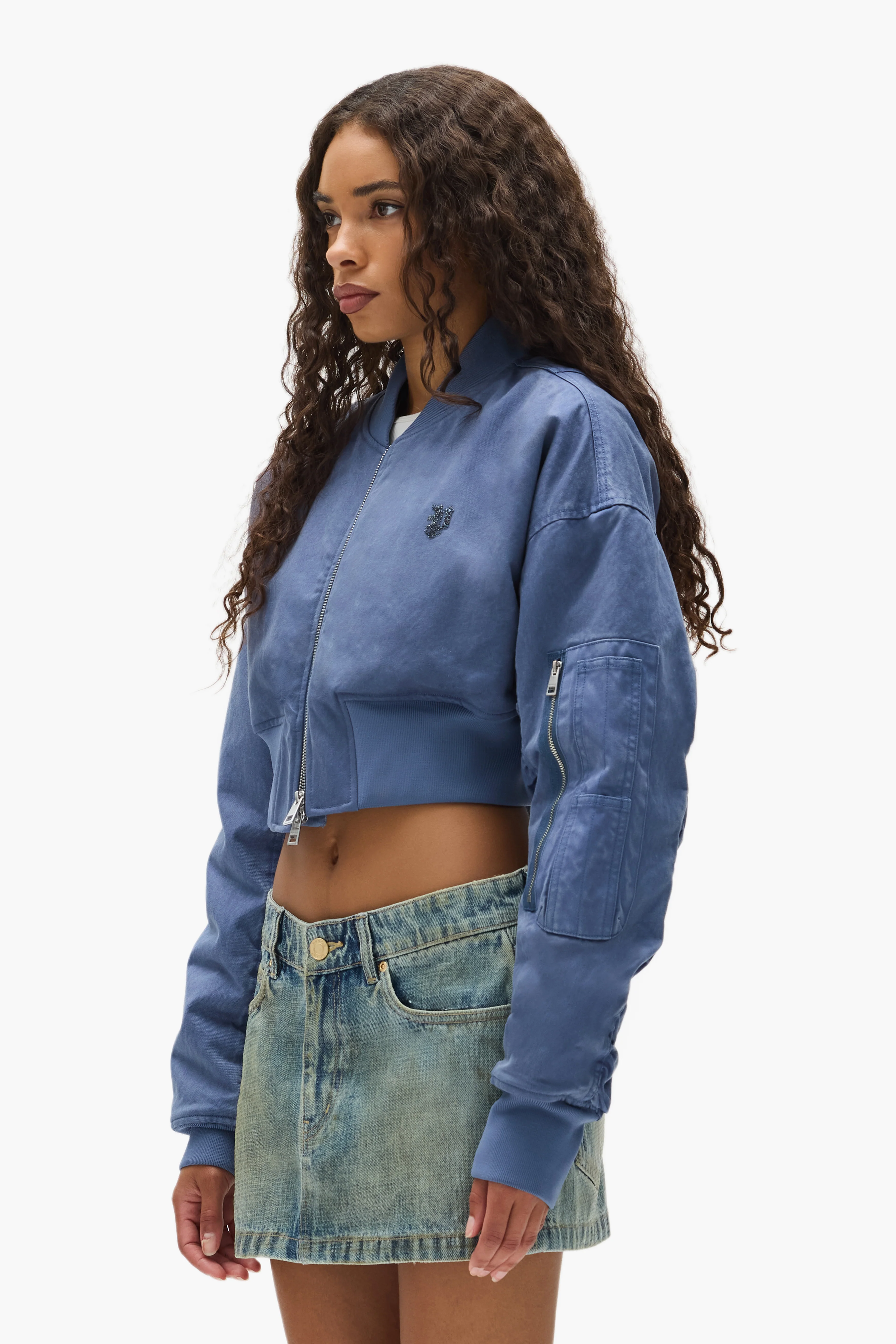 Cropped Bomber Jacket - Image 3