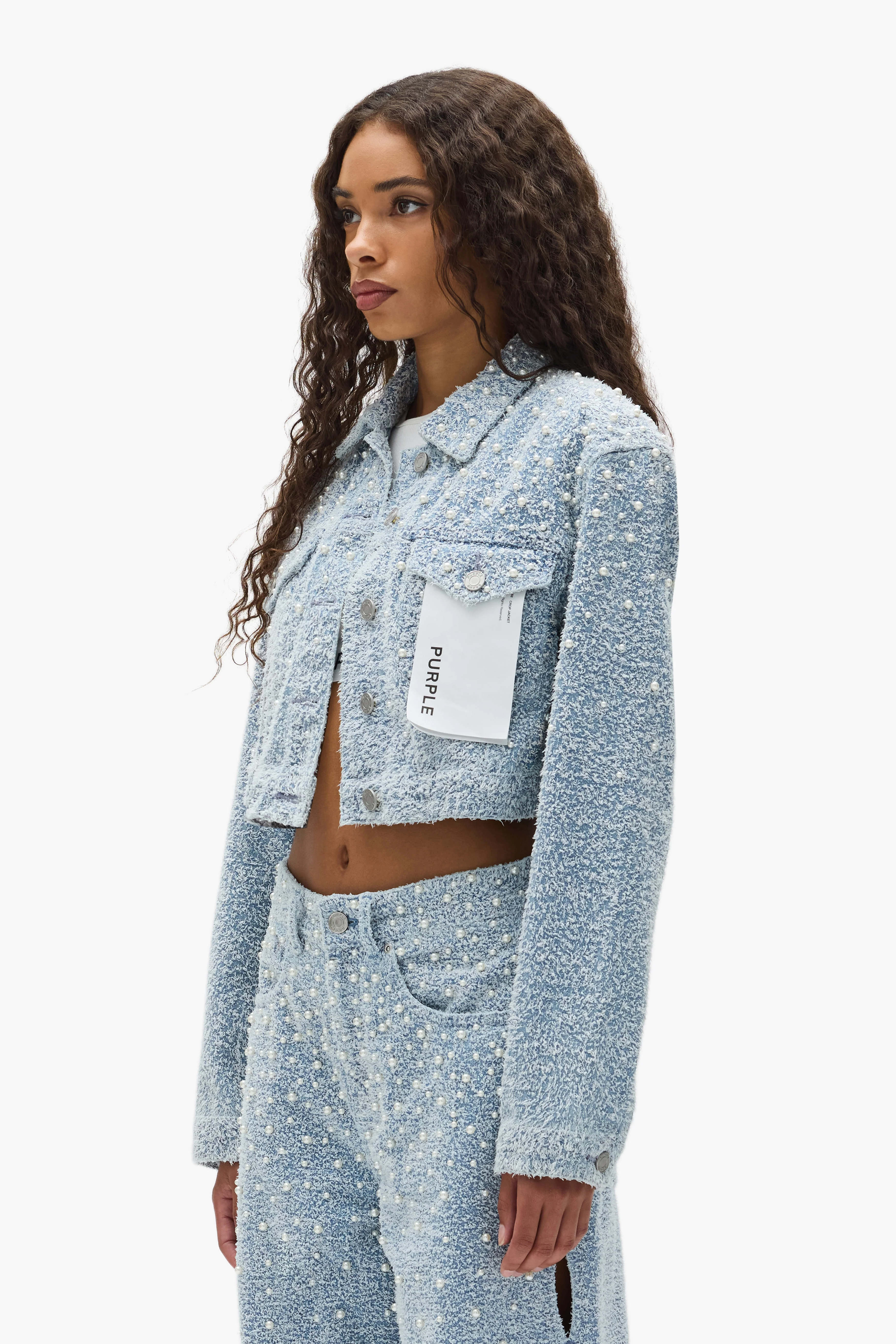 Cropped Textured Pearl Jacket - Image 2