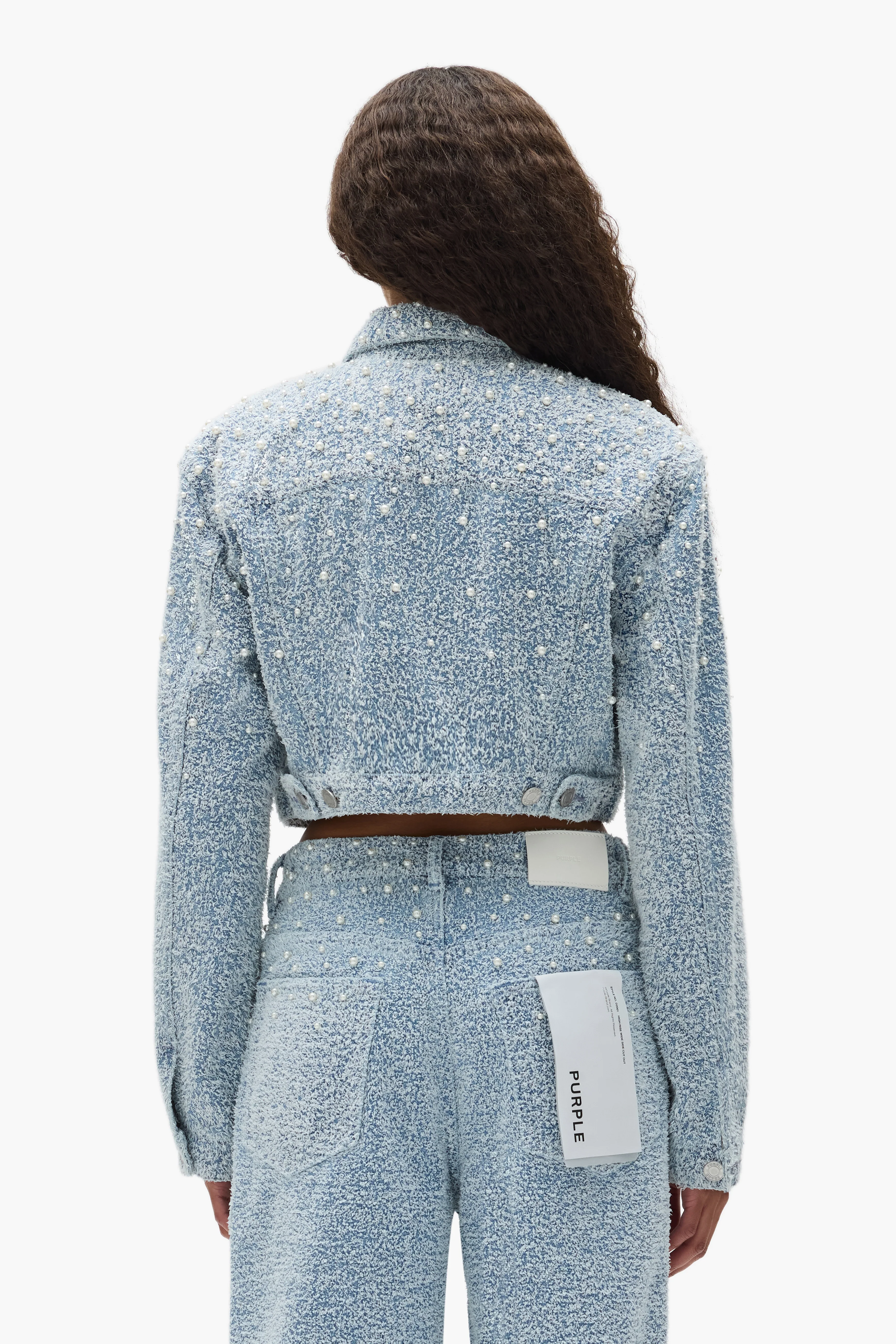 Cropped Textured Pearl Jacket - Image 3