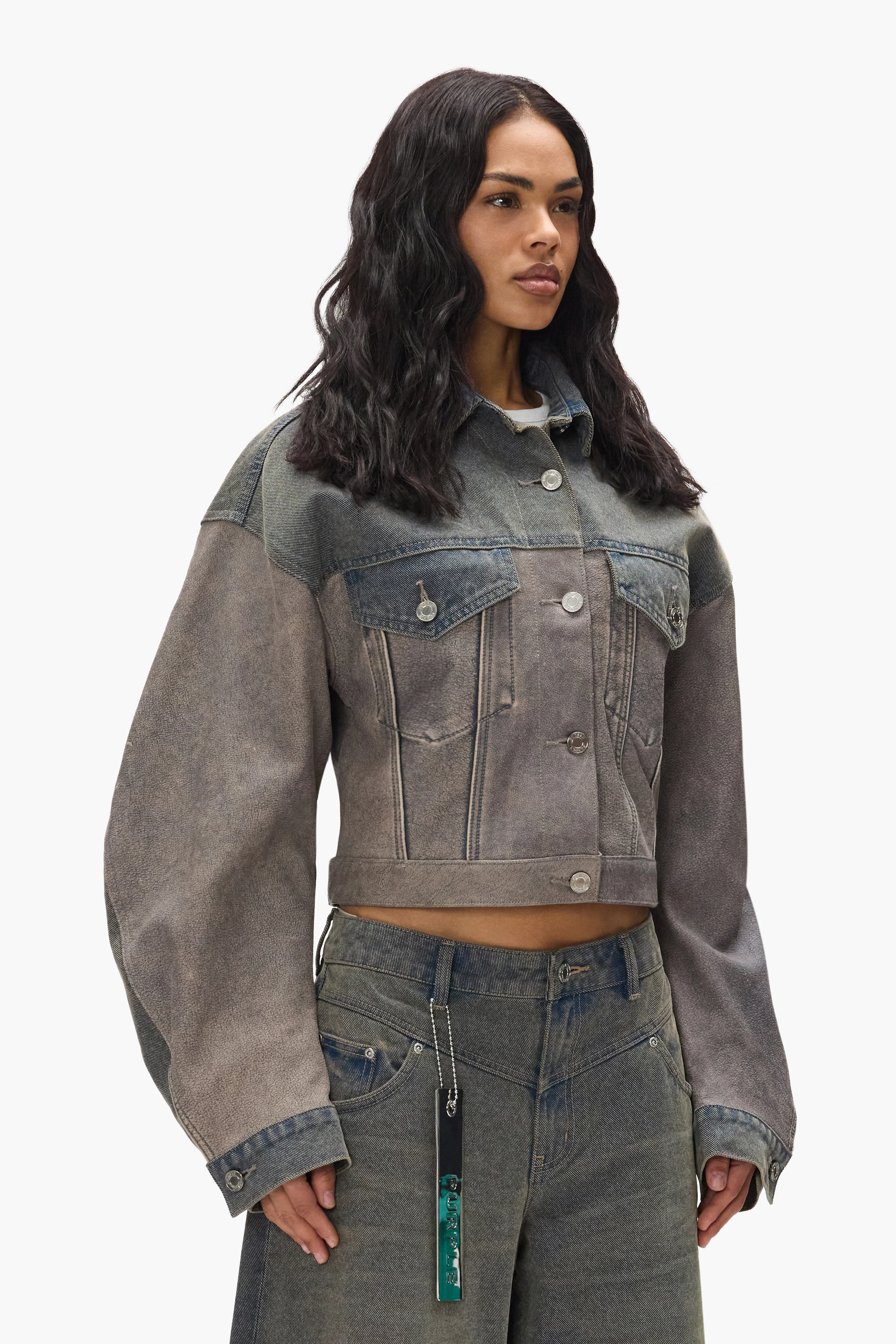 Mixed Denim & Leather Jacket - Image 2