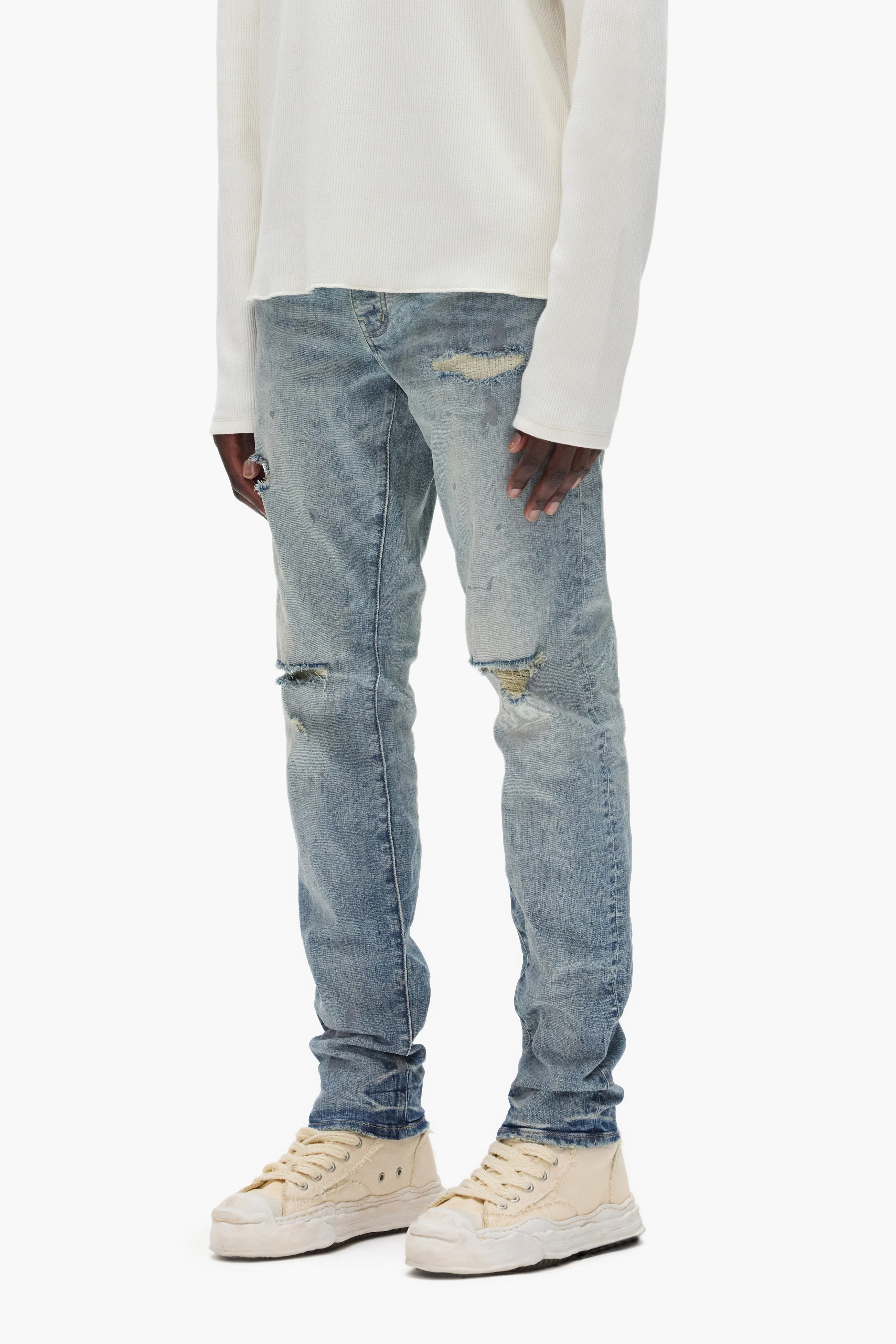 P001 Worn Indigo Slashed Paint - Image 2