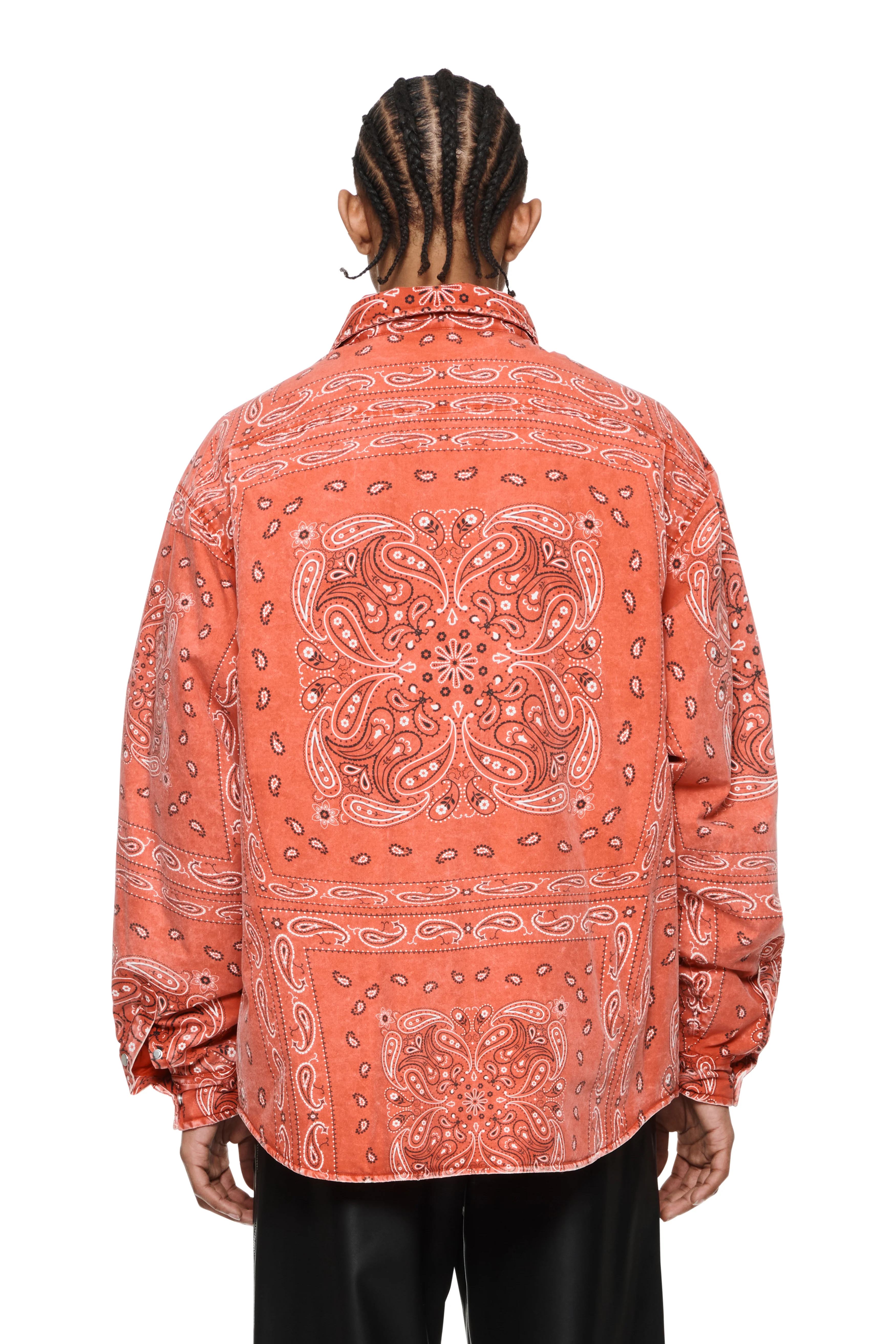 PADDED QUILT LINED BANDANA SHIRT - Red - Image 2