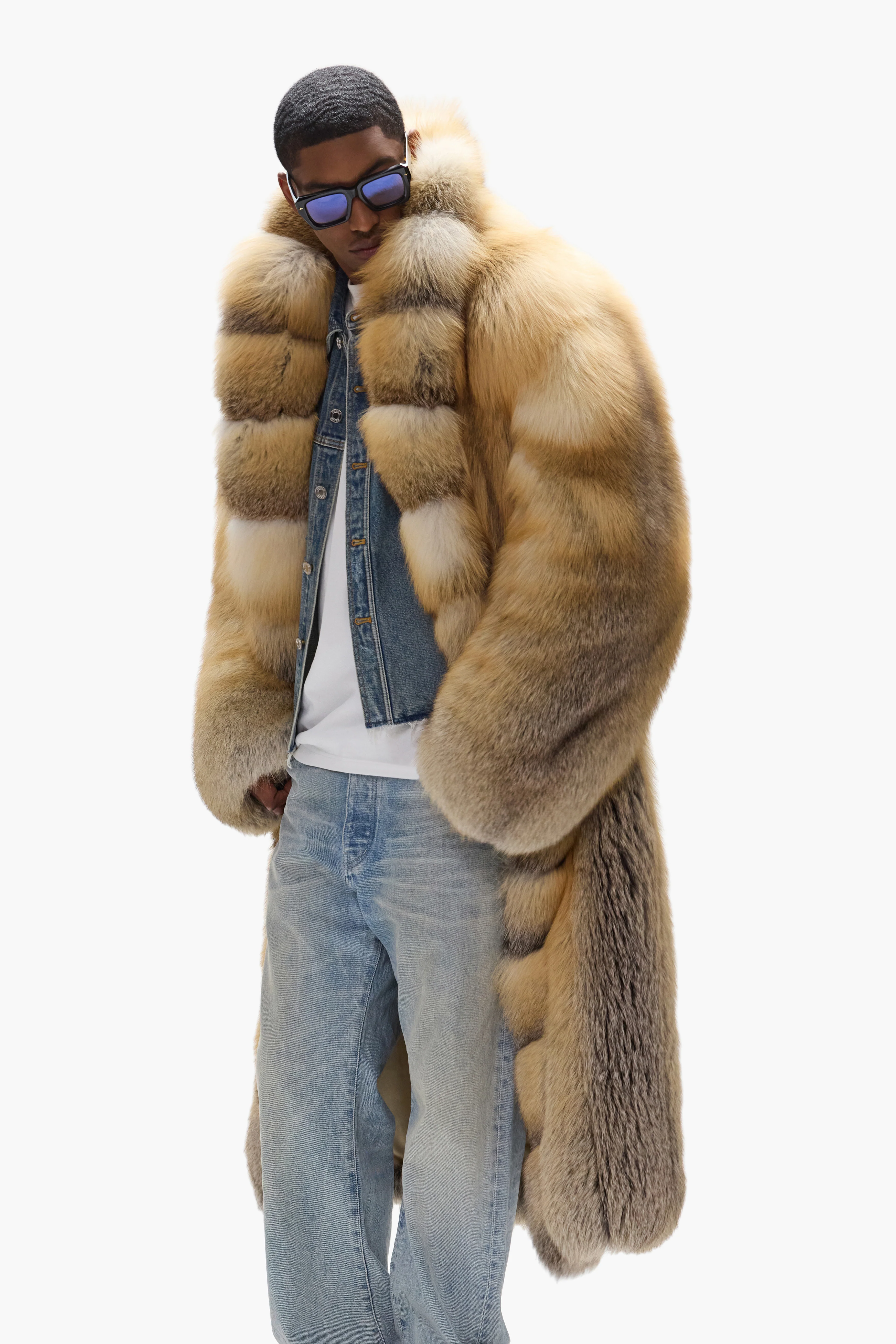 Shawl Collar Fur Coat - Image 5